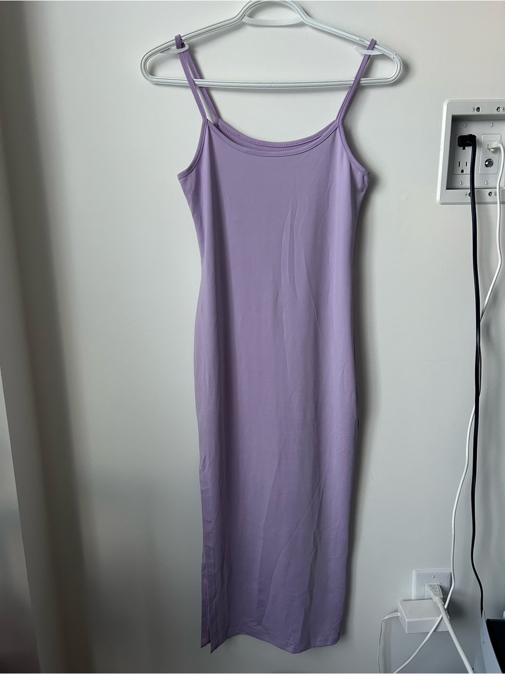 Lavender Slip Midi Dress with Spaghetti Straps